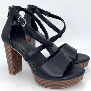 Torrid Black Faux Leather Chunky Heel - Size 8WW